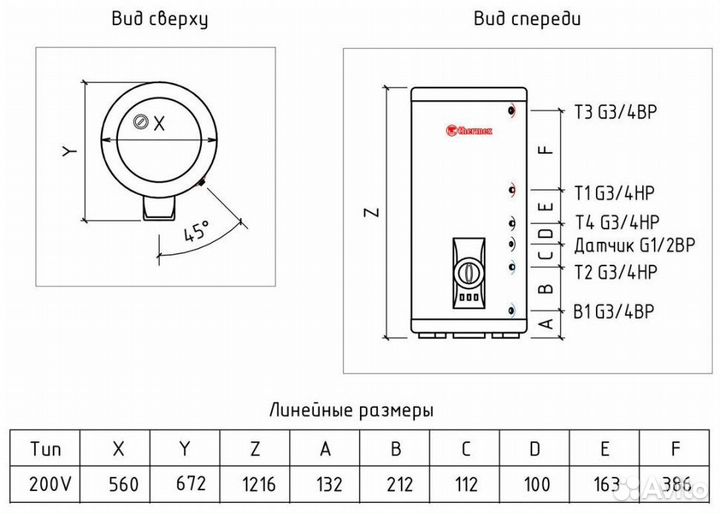 Водонагреватель Thermex IRP 200 V (combi) PRO