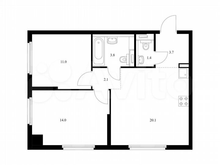 2-к. квартира, 56,1 м², 27/32 эт.