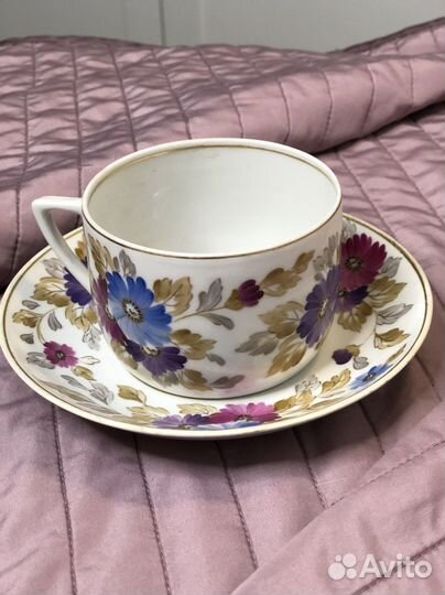 Фарфоровая чайная пара Красный Фарфорист1952г