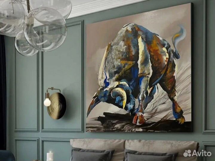 Интерьерная картина Бык на холсте