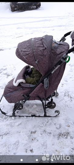 Детские санки коляска с колесами