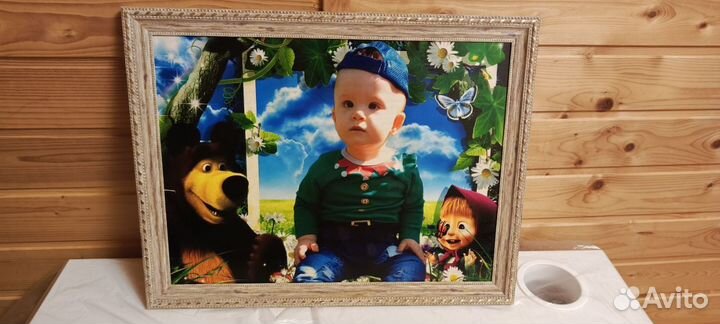 Портрет по фото на дереве Подарок