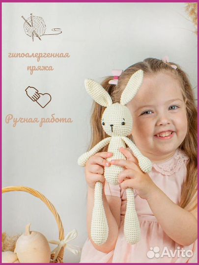 Вязаный заяц амигуруми ручной работы