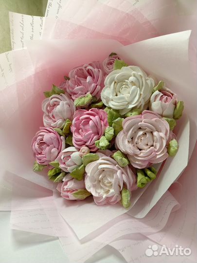 Съедобный букет из зефира пионы