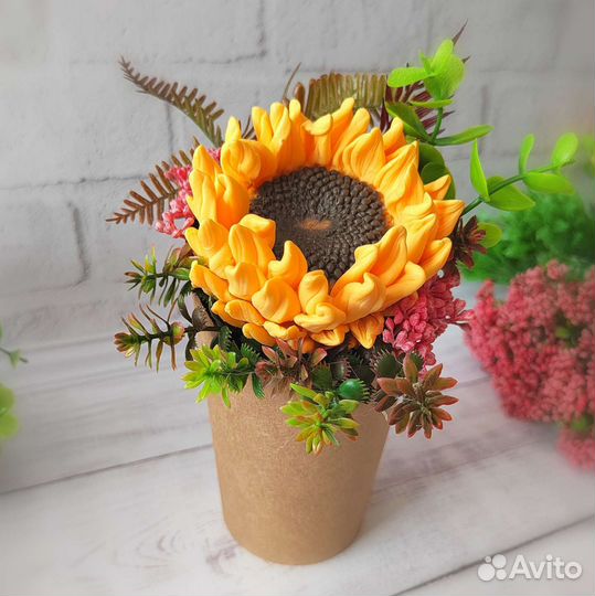 Мини букет с подсолнухами. Мыло ручной работы