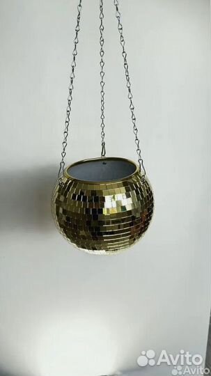 Кашпо из диско шара / кашпо из зеркальной мозаики
