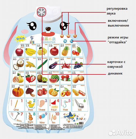 Плакат звуковой для изучения китайского и английск