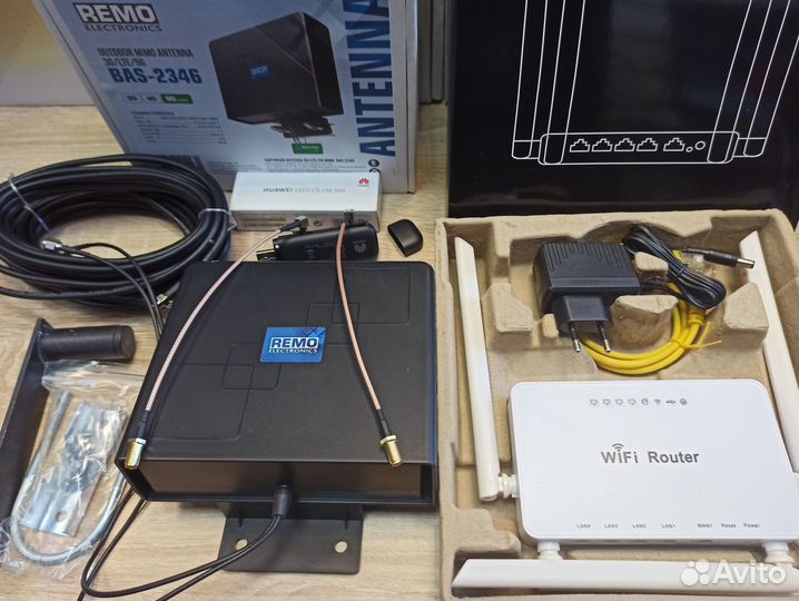 Комплект 3G/4G: модем+антенна+кабели+WiFi роутер