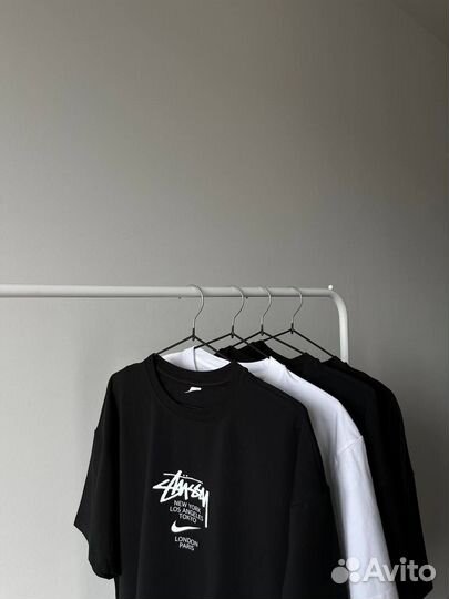 Хлопковая футболка nike x stussy paris lux