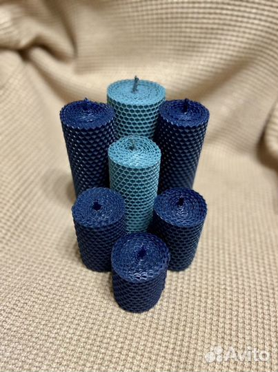 Синие, красные, зеленые свечи из вощины и другие