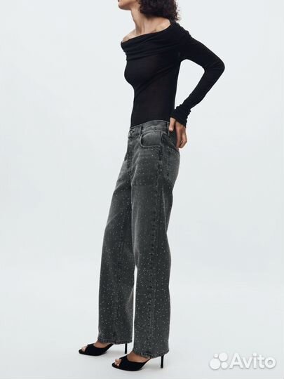 Джинсы со стразами zara 36 новые