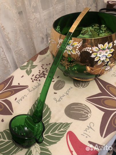 Крюшонница Чехия. Богемское стекло