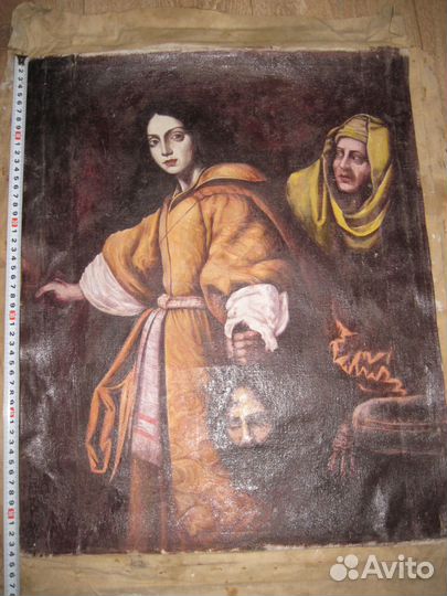 Холст старинный Иудифь с головой Олоферна