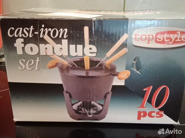 Набор для фондю, чугунный, новый