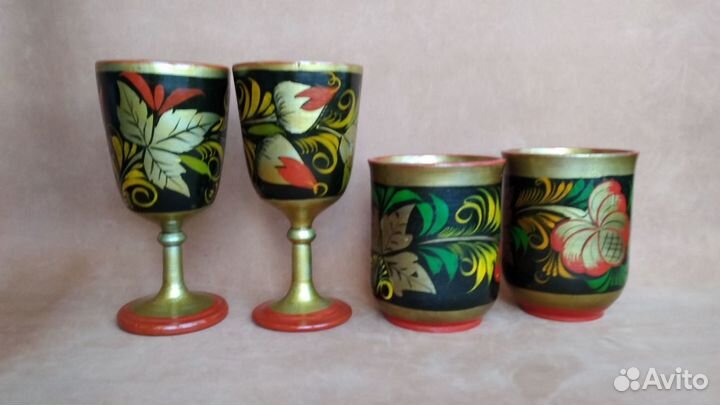 Хохлома стаканы бокалы деревянные СССР