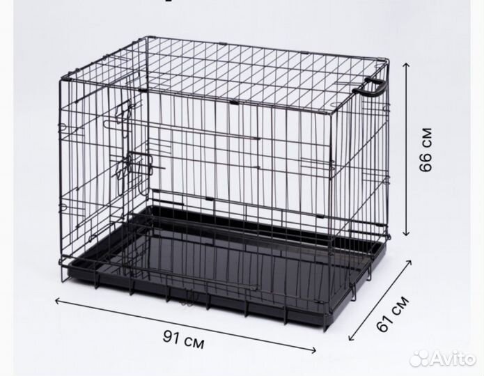 Клетка двухдверная для собак и кошек 91х61х66