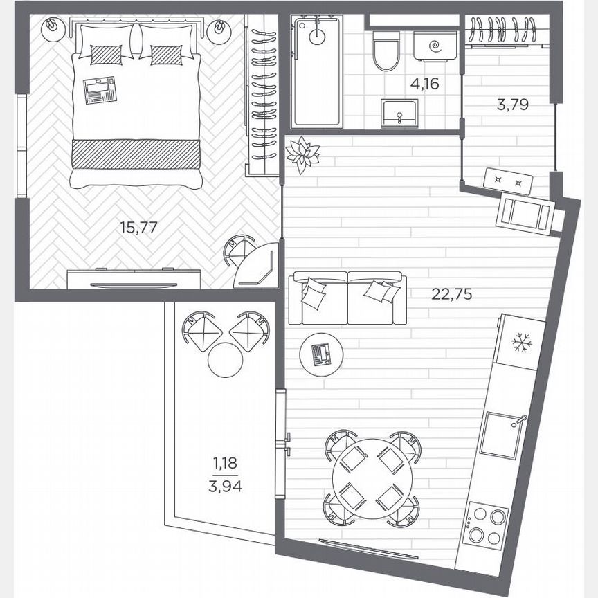 1-к. квартира, 47,7 м², 9/9 эт.