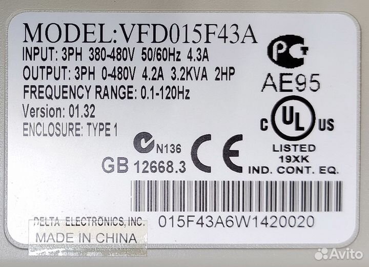 Преобразователь частоты Delta VFD015F43A