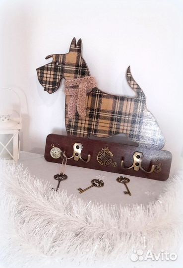 Ключница вешалка Собака Скотч-терьер