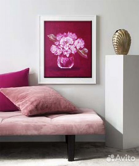 Букетик белых цветов. Картина мастихином. Масло