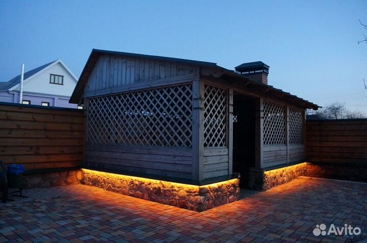 Контурная подсветка дома уличное освещение неоном