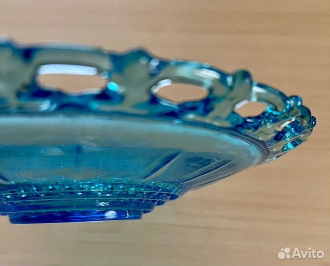 Тарелка голубое стекло (купоросное стекло) СССР