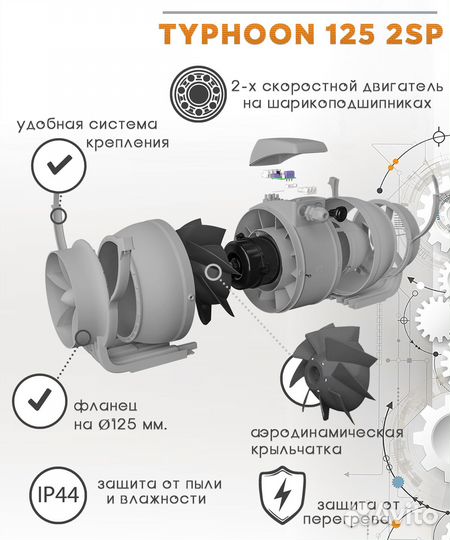 Вентилятор канальный typhoon 125 2SP
