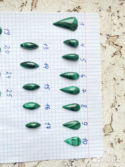 Малахит кабошон
