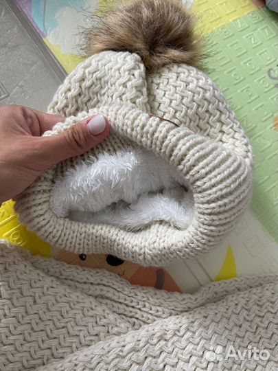 Шапка с шарфиком детские