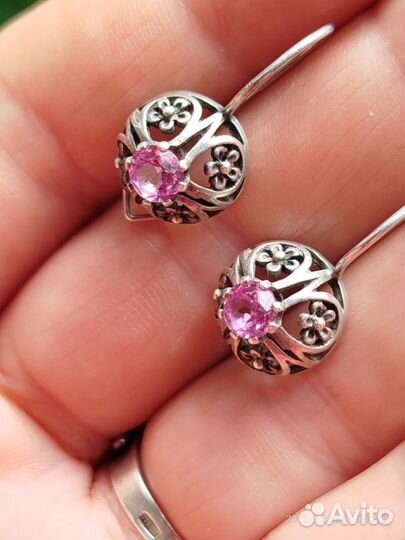 Серебро СССР 875 проба серьги, кольцо