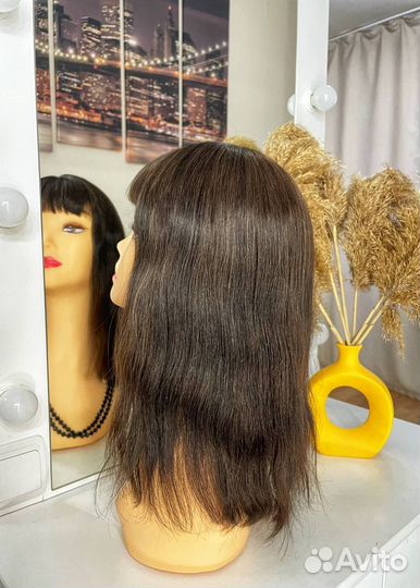 Парик из натуральных волос на сетке