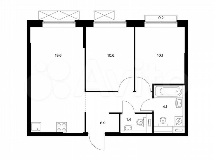 2-к. квартира, 52,9 м², 9/9 эт.