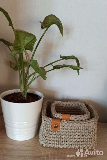 Корзина вязаная интерьерная набор из 2-х штук