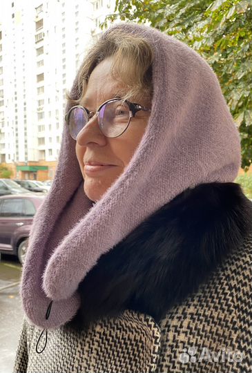 Капор капюшон зимний двухслойный женский на пугови