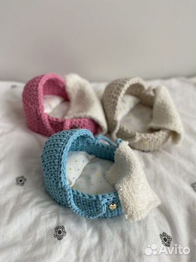Люлька вязаная для куклы, игрушки