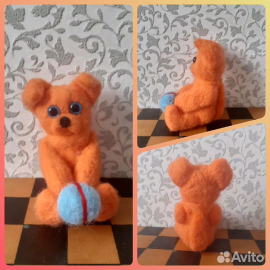 Валяный из шерсти пёсик Мягкая игрушка собака