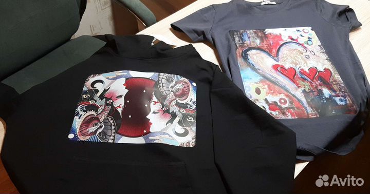 Печать DTF на одежде,футболках, шоппер опт розница