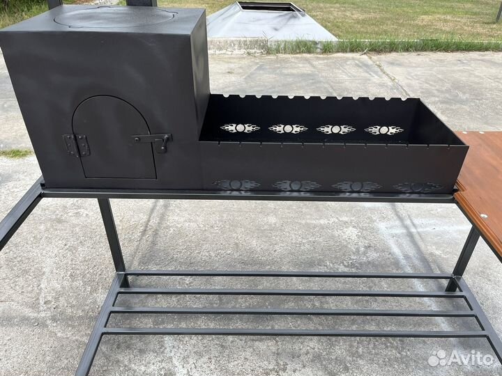 Мангал с печью под казан и крышей