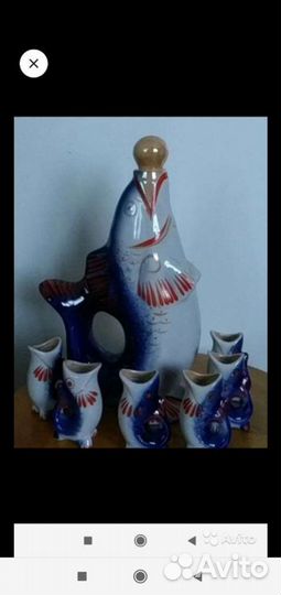 Набор,штоф СССР Рыбка,сервиз чайный,тарелки