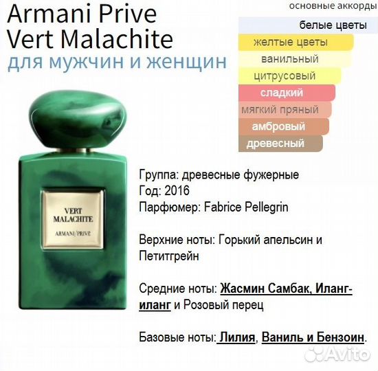 Armani Vert Malachite, унисекс духи выс. конц. 5мл