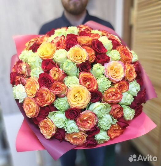 Букет 71 роза микс Цветы Кемерово