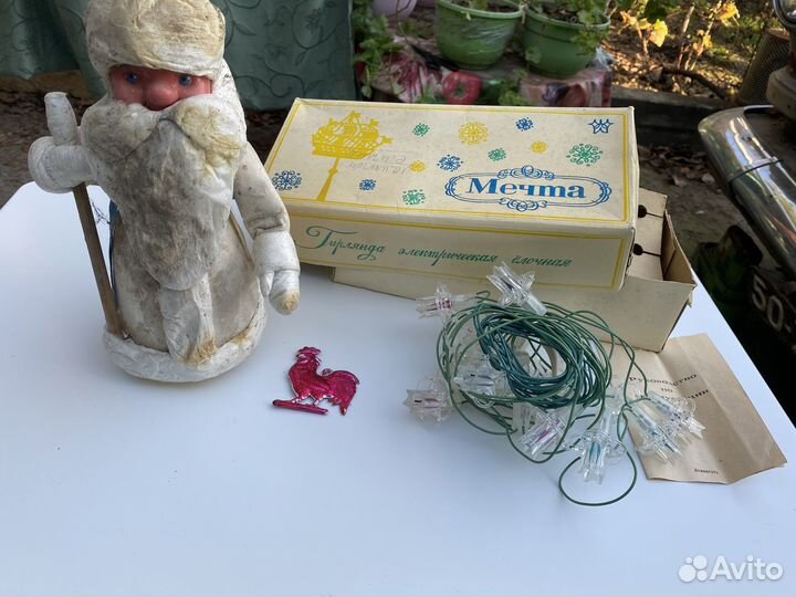 Дед мороз СССР, электрогирлянда и картонаж