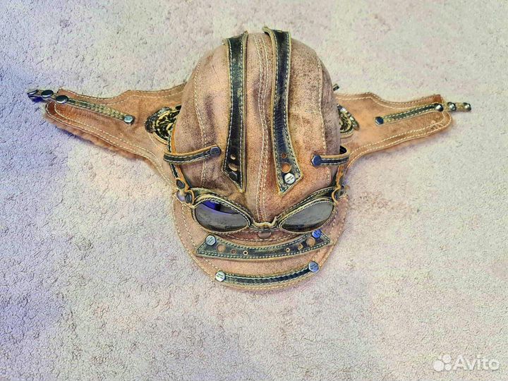 Мужская зимняя шапка ушанка пилот с очками