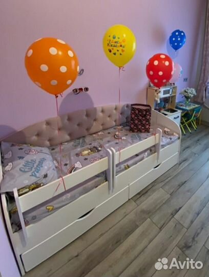 Детская кровать с мягкой спинкой (от 2 лет)