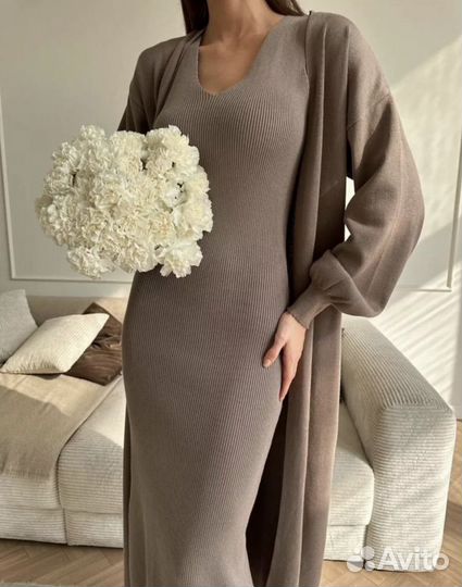 Платье с кардиганом двойка