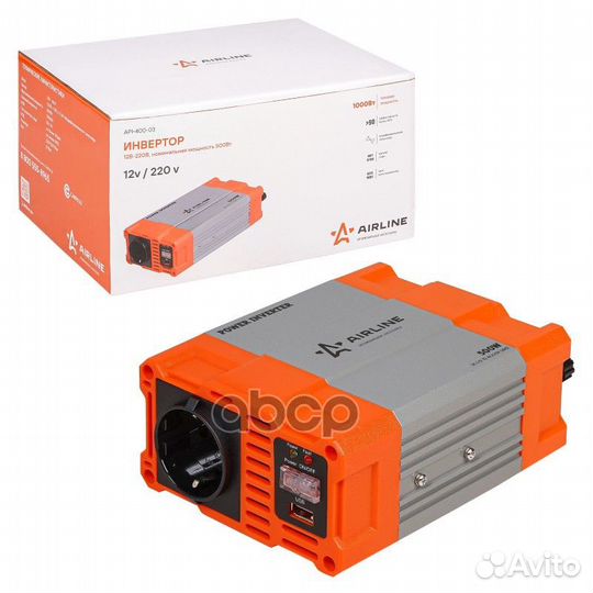 Инвертор 12В-220В. 500 Вт (API-400-03) API40003