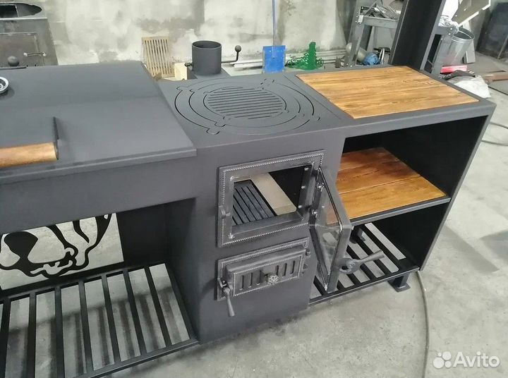 Мангал с печью и барбекю 4в1