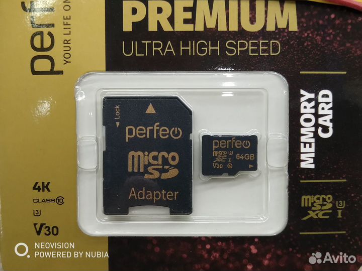 Карта памяти microSD Perfeo 64GB U3 UHS-3