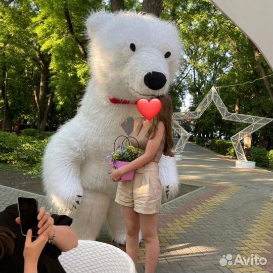Белый Мишка поздравление/Ростовая кукла/Аниматоры