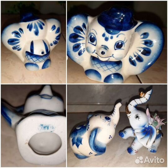 Гжель животные Собака Поросёнок Слон Тигр